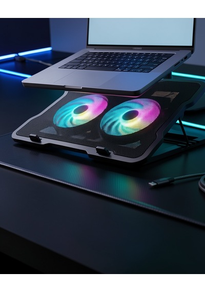 Ayarlanabilir Laptop Soğutucu Çift Fanlı Rgb Işıklı Uczzzn33bilgisayarfanı-3