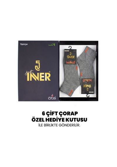 Just Inner Erkek 6 Lı Viskon Çorap Kışlık Termal Patik Esnek Ve Konforlu 12200 Gri