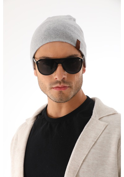 Ritagarcia Unisex Etiket Detaylı Pamuklu Penye Bere Kışlık Mevsimlik Beanie Bere Gri