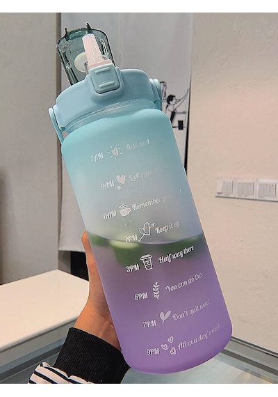 2d Ve 3d Stickerlı Motivasyon Matara 2000 Ml Suluk, Su Şişesi - Bpa Içermez - Mavi Mor