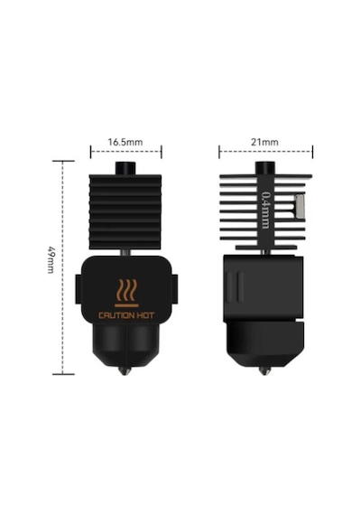0.4mm Bambu Lab A1, A1 Mini Hotend Seti - Sertleştirilmiş Çelik Nozzle