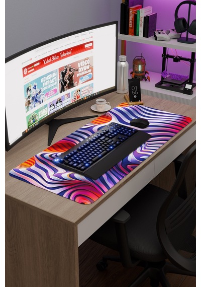 Realistik Çizgi Kaymaz Dikişli Kauçuk Oyuncu Mousepad V2 - 90x40 Xxl Gaming Mouse Pad Fare Altlığı