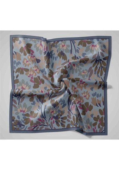 Silk Home Viskon Velora Karışımlı Eşarp Karolina Mavi-bebe Mavi Tonlu Desenli Tok Duruşlu 90x90 Çok Renkli