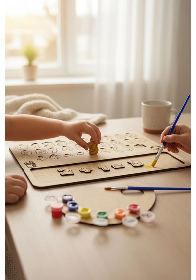 Ahşap Boyanabilir Sayılar Ve Matematik - Kendin Yap Dıy Etkinlik Seti