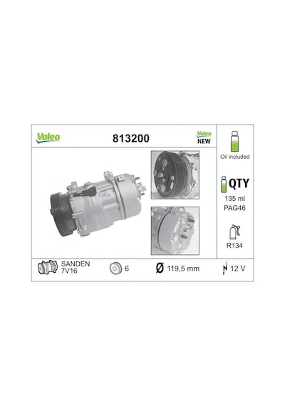 Vw Golf 5 Klima Kompresoru 1.6 2005-2008 Bgu Bse Bsf Ccsa Valeo 813200