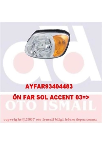 AYFAR 404483 FAR SOL + SİNYAL ACCENT ADMIRE 03-04 ELEKTRİKLİ SARI