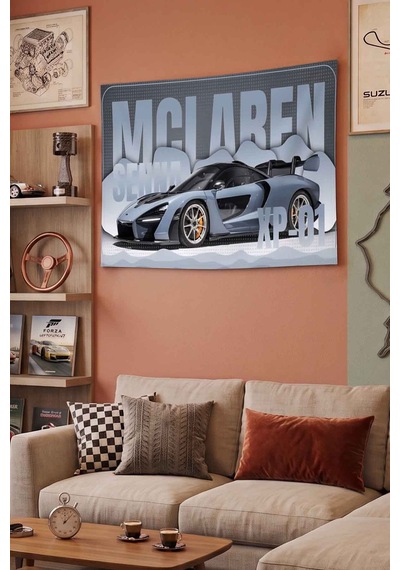 Mclaren Senna Xp-01 Gri Süper Spor Araba Dekoratif Duvar Örtüsü Duvar Halısı Beyaz