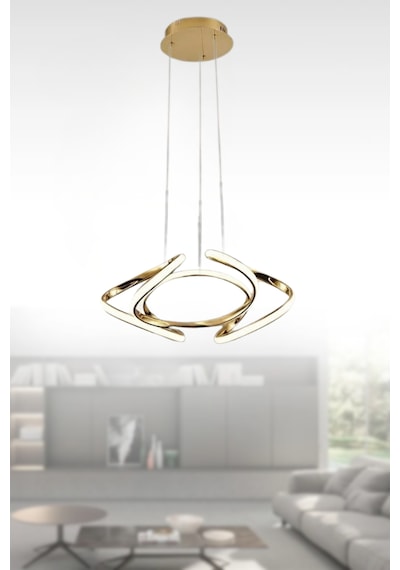 Zenio Sarkıt Led Avize - 4 Farklı Renkli Şık Sarkıt Ledli Avize Gold