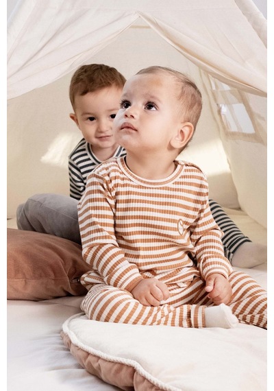 Organik Pamuklu Kaşkorse Modal Kahve Bebek Takımı Kahve