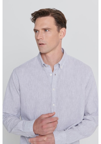 AC&Co / Altınyıldız Classics Erkek Grı Comfort Fit Rahat Kesim Düğmeli Yaka Casual Keten Gömlek Gri AC&Co / Altınyıldız Classics Erkek Grı Comfort Fit Rahat Kesim Düğmeli Yaka Casual Keten Gömlek Gri