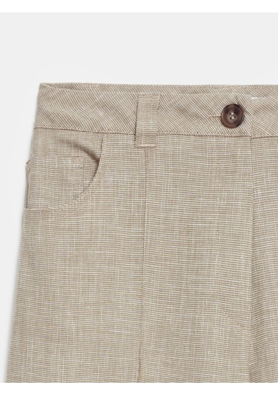 DİLVİN 72728 Keten Karışımlı Geniş Paça Pantolon-bej