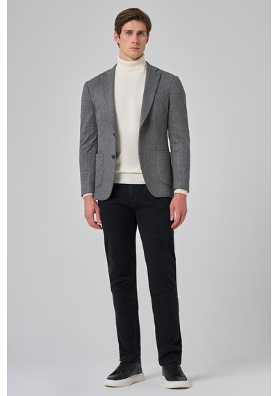 Morven Erkek Füme Örme Trend Desenli Slim Fit Mono Yaka Ceket 26ms002003050 Füme