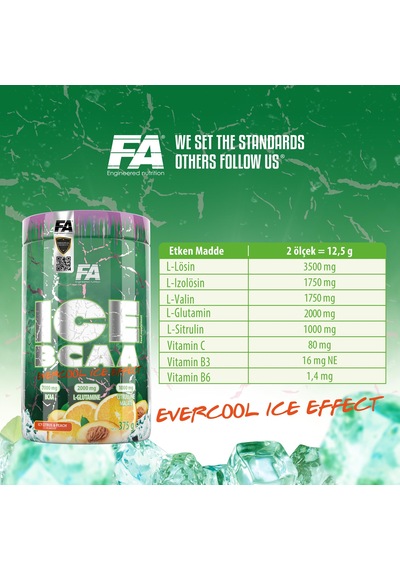 Fa Nutrition Ice Bcaa 60 Servis Citrus & Peach Aroması 375 G