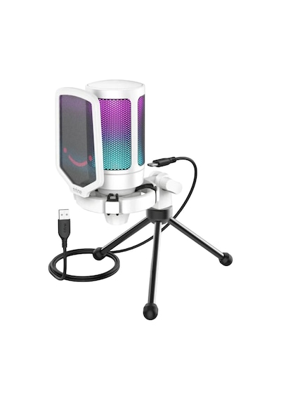 Fifine Ampligame A6vw Rgb Usb Beyaz Gaming Mikrofo