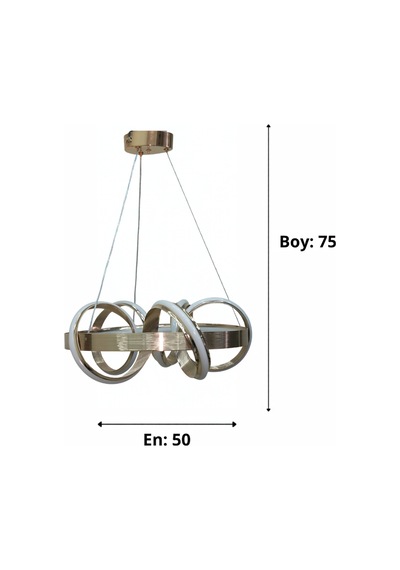Kuzey Büyük Modern Ledli Avize Çizgili 3 Renk Power Ledli Gold Kaplama Yatak Odası Salon Mutfak