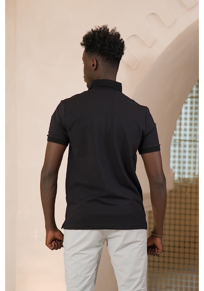 Paul Martin Örme Polo Yaka Regular Fit Pamuklu Ve Likralı T-shirt Siyah