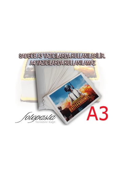 A3 Yenilebilir Şekerli Hamur Kağıt 12li 10 Paket Diğer