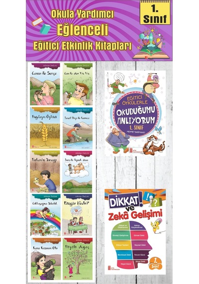 1. Sınıf Okula Yardımcı Eğitici Okuduğumu Anlıyorum - Dikkat Ve Zeka Gelişimi - 10 Lu Hikaye Seti 4