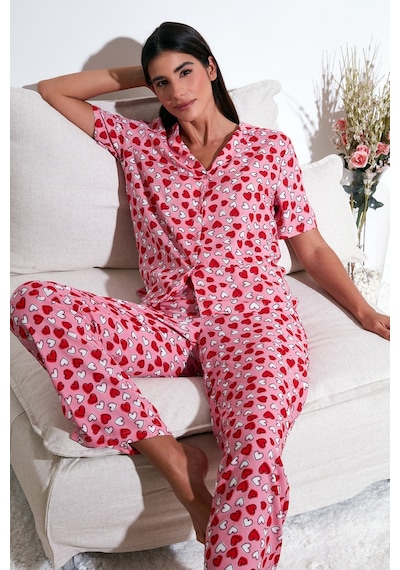 Lela Rahat Kesim Bol Paça Mono Yaka Kısa Kollu Bayan Pijama Takımı 6110290 Toz Pembe Lela Rahat Kesim Bol Paça Mono Yaka Kısa Kollu Bayan Pijama Takımı 6110290 Toz Pembe