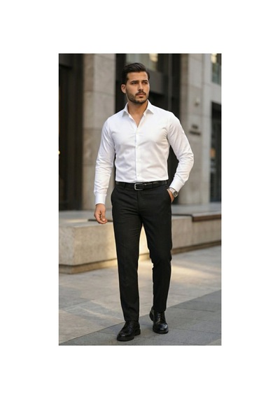 Butik İstanbul Erkek Saten Klasik Gömlek Beyaz