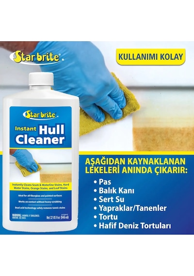 Starbrite - Hızlı Tekne Gövde Temizleyici 950 Ml : Tehlikeli Asit İçermeyen Güvenli Formülle Su Hattı Sararmalarına Ve Pas Lekelerine 2 Dakikada Son