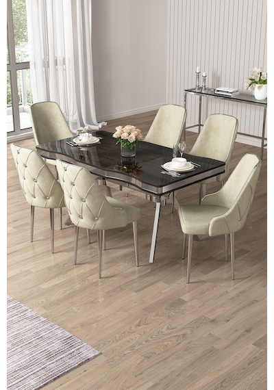 Canisa Vae Serisi 90x160 Lak Panel Antrasit İroni Krom Ayak Masa Takımı 6 Krem Sandalye Antrasit İroni Masa Krem Sandalye Ayaklar Krom Canisa Vae Serisi 90x160 Lak Panel Antrasit İroni Krom Ayak Masa Takımı 6 Krem Sandalye Antrasit İroni Masa Krem Sandalye Ayaklar Krom
