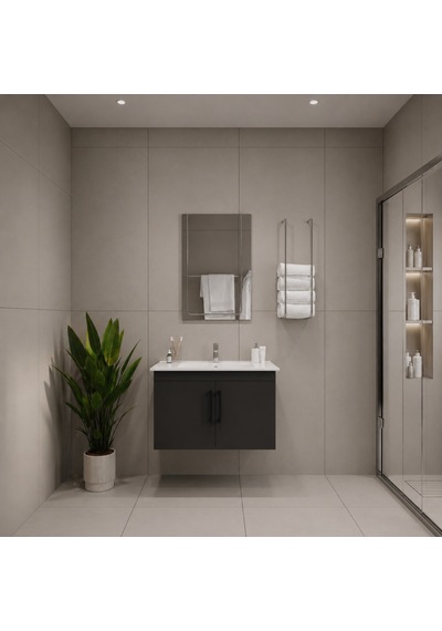 Creavit D20 Banyo Dolabı Seti Çekmeceli 65 Cm Antrasit Gri Creavit D20 Banyo Dolabı Seti Çekmeceli 65 Cm Antrasit Gri