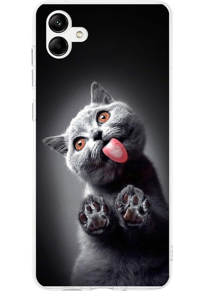 Samsung Galaxy A15 İle Uyumlu 1mm Slim Fit Kedi 2 050c Baskılı Şeffaf Kılıf