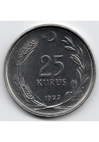 25 Kuruş 1977 Çil Eski Madeni Para