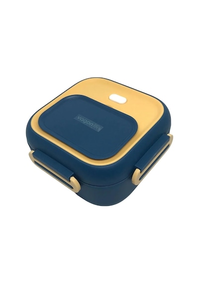 Vagonlife Bento 500ml Lunchbox Tek Katlı Çelik Sefer Tası Yemek Kutusu Lacivert-sarı Genel