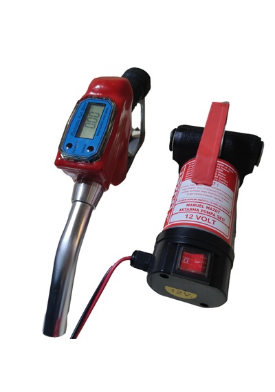 12 Volt Mazot Aktarma Pompası & Sayaçlı Tabanca Seti Litre Ölçme