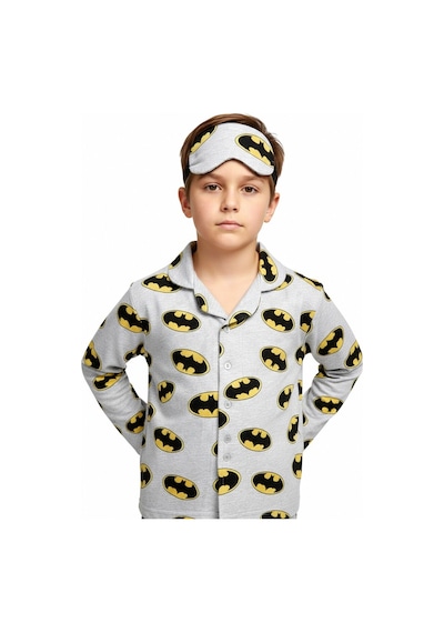 Beka Kids Erkek Çocuk Önden Düğmeli Karakter Desenli Pijama Takımı - Göz Bantlı Gri