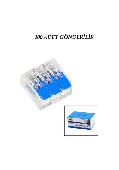 100 Adet 3 Lü 2x2.5 Kablo Geçmeli Mandallı Buat Klemensi 5580 Diğer