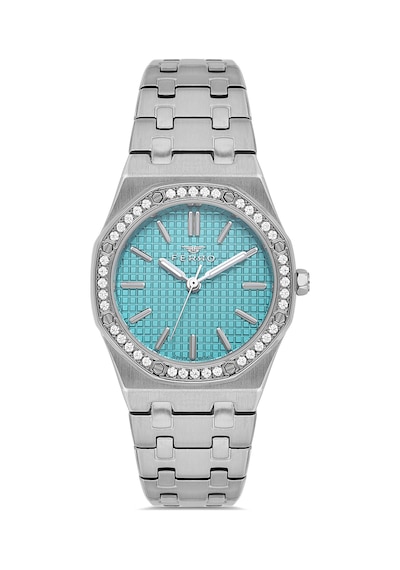 Ferro Fl43029a-a15 Quartz Çelik Gri Turkuaz Kadran 33 Mm Kadın Kol Saati Gri