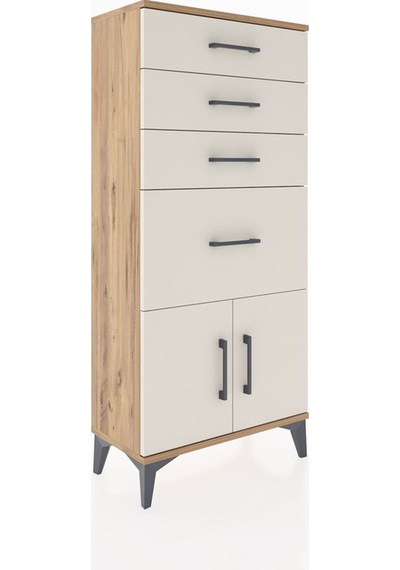 Hyperion Dolap Tek Raflı 4 Çekmeceli 2 Kapaklı 60x44x134 Çam-aytaşı Atlas Çam