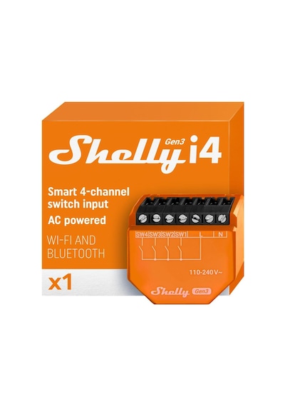 Shelly İ4 Gen3 Akıllı 4 Kanallı Sahne Kontrol Rölesi