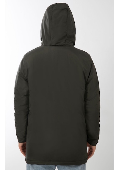 Spor Erkek Polarlı Kürklü Su Ve Rüzgar Geçirmez Kapüşonlu Kışlık Mont & Kaban & Parka-211 Siyah