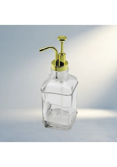 Şeffaf Kare Cam Şişe 500ml Pompa Sabunluk 000 Açık Krem