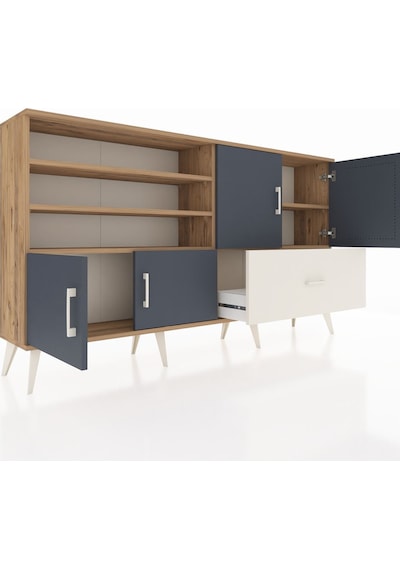 Arges Konsol 5 Raflı Tek Çekmeceli 4 Kapaklı 176x30x99 Çam-antras Çam-antrasit/aytaşı Arges Konsol 5 Raflı Tek Çekmeceli 4 Kapaklı 176x30x99 Çam-antras Çam-antrasit/aytaşı