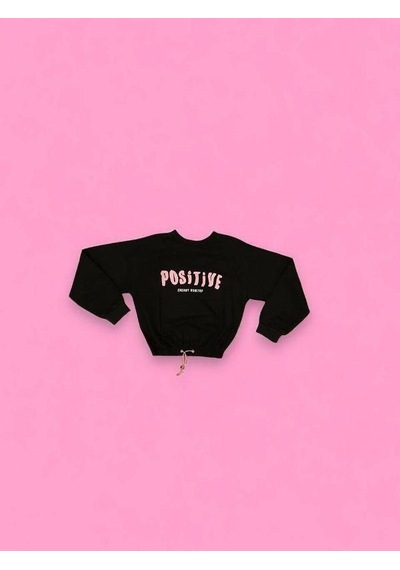 Kız Çocuk Positive Baskılı Sweatshirt-14230 Siyah Kız Çocuk Positive Baskılı Sweatshirt-14230 Siyah