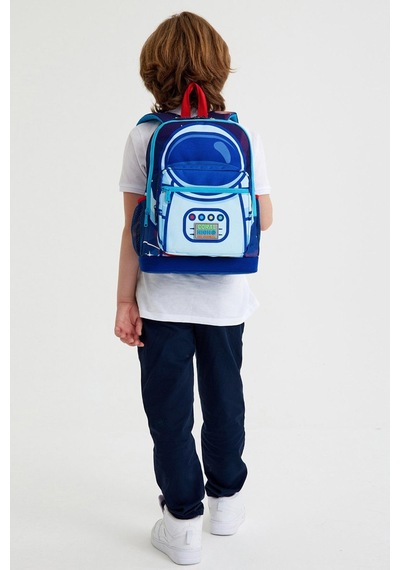 Coral High Kids Saks Mavi Astronot Desenli Dört Bölmeli Okul Sırt Çantası 23724