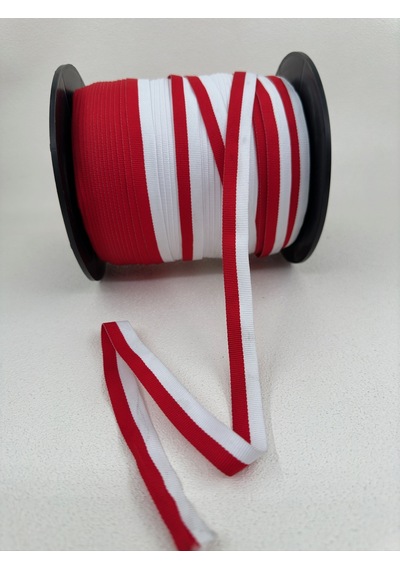 1.5 Cm Çizgili Grogren Şerit-5 Metre Kırmızı-beyaz