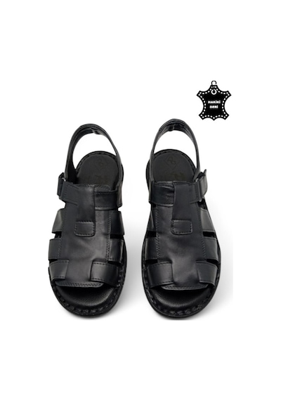 Magic Shoes Hakiki Deri Ortopedik Erkek Sandalet Siyah-22