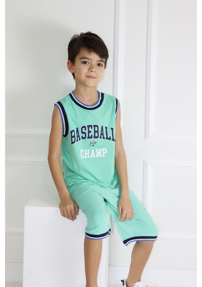 Erkek Çocuk Kolsuz Baseball Baskılı Basic Kaprili Takım 6-9 Yaş 001