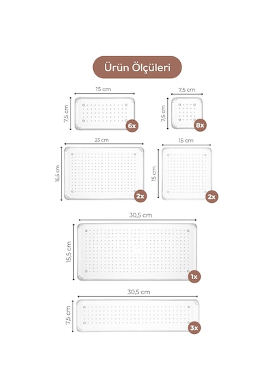 Vienev 22 Parça Takı Makyaj Dolap İçi-çekmece İçi Düzenleyici Organizer Şeffaf