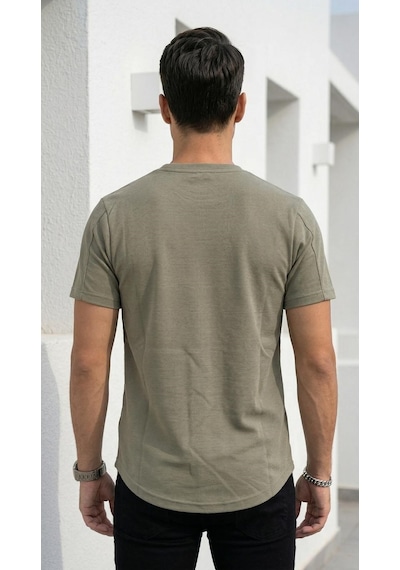 Plus Scorpion Erkek Slim Fit Basic Tişört Esnek, Terletmeyen Pike Dokulu Kumaş Yeşil