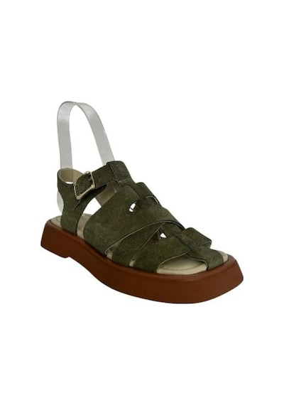 Kemal Tanca 862 M-609 Kadın Hakiki Deri Sandalet Yeşil