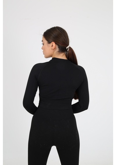 Sportonex So22F005 Seamless Kadın Crop Siyah