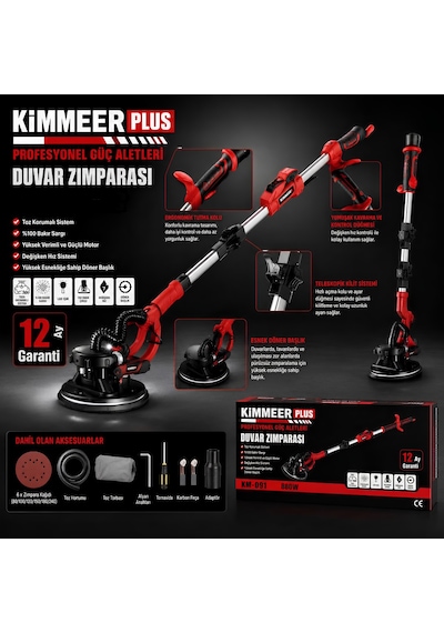 Kimmer Plus Km-091 Duvar Ve Tavan Zımpara Makinesi 880w