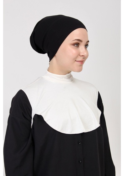 Manolyaşal İslamic Hijab Düz Balıkçı Yakalı Kurtarıcı Boyunluk Ekru